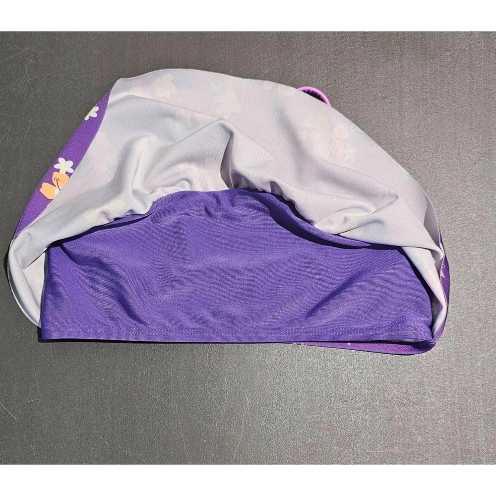 CAT & JACK Girls Purple Floral Bikini Size M (8) Ruffle Off-Shoulder‎ Sleeveless